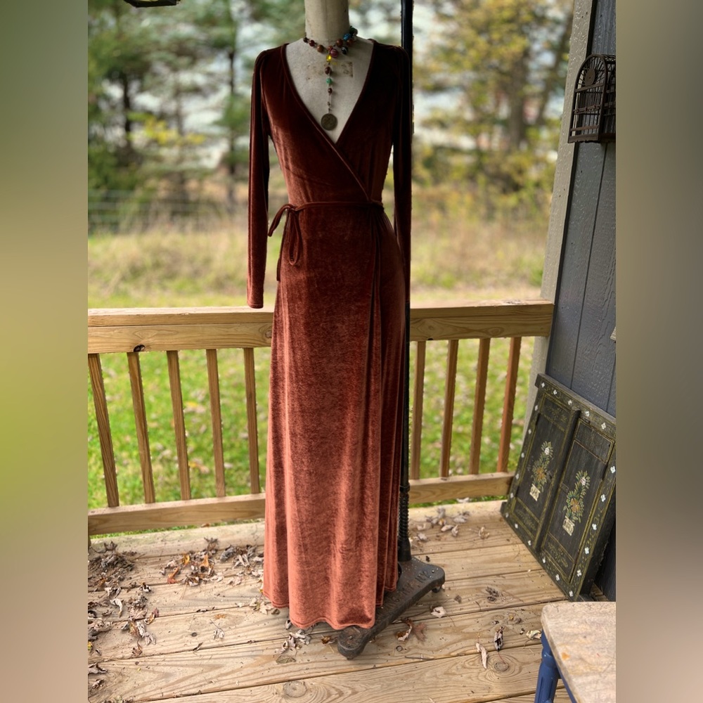 Baltic Born long copper wrap around dress